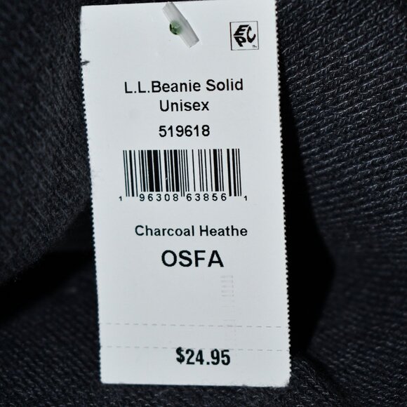 L.L.Bean Solid Logo Beanie in Charcoal Heather  #519618 NWT - Picture 3 of 3